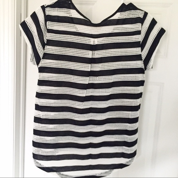 Converse Black and White Mesh Striped Tee Shirt - Picture 3 of 8